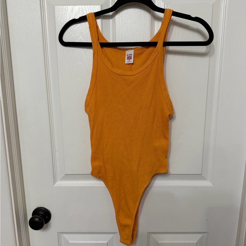 RE/DONE x HANES orange Ribbed Tank Bodysuit medium - Picture 2 of 8